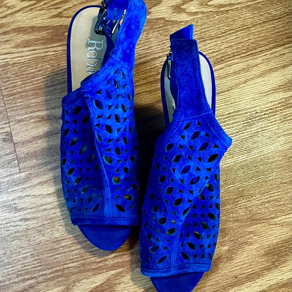 Reba Blue Sued Sandals